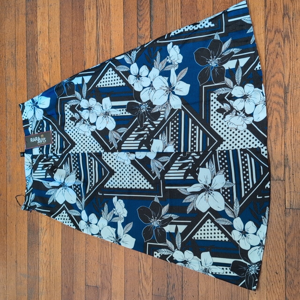RARE Iris Apfel Floral Geometric A-Line Skirt